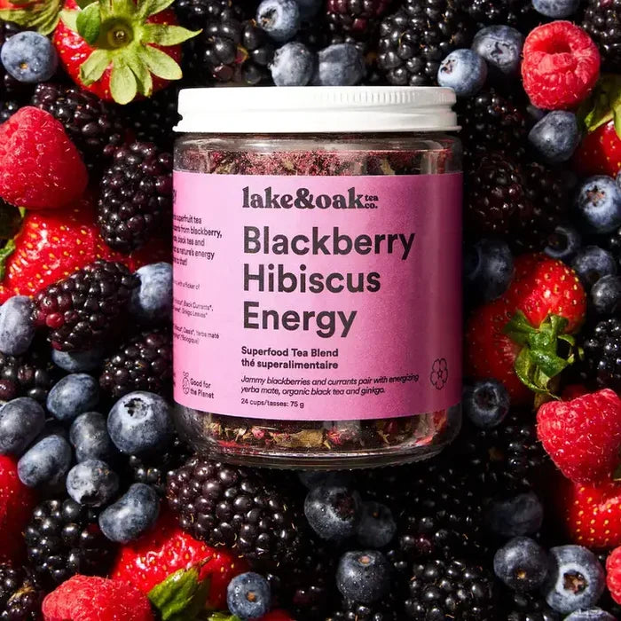 Blackberry Hibiscus Energy – Superfood Tea Blend 75g | Lake & Oak Tea