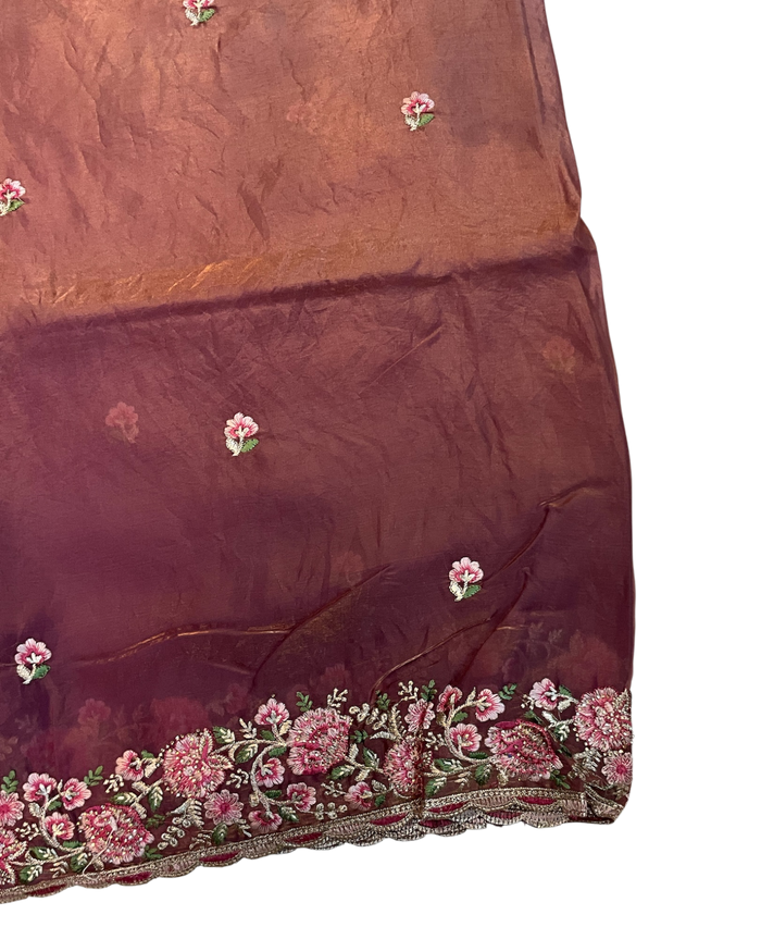 Dusty Pink - Fancy Party Saree with Blouse Piece - UK stock - 24hr Dispatch - LTF4601 07VY26