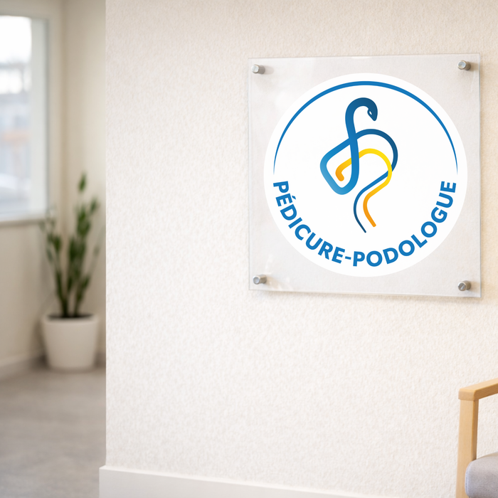 Pedicure-podiatrist plaque with official logo - Plexiglas 45x45cm - Without spacers My Podologie
