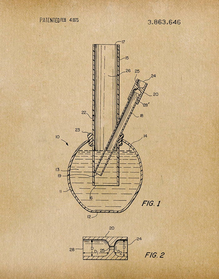 Water Pipe 1975 Patent Art Print - Smoking