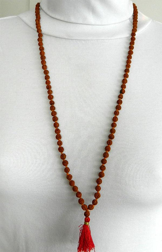 108 Bead Mala Necklace - Rudraksha Seed - 6mm