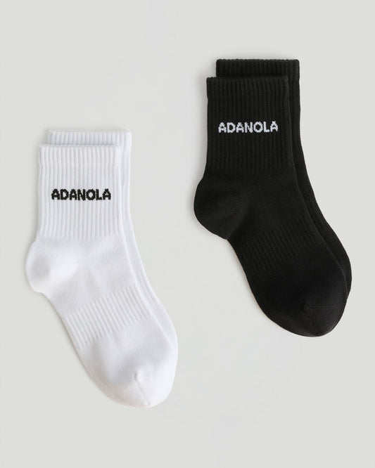 2 Pack Mid Length Socks - White/Black