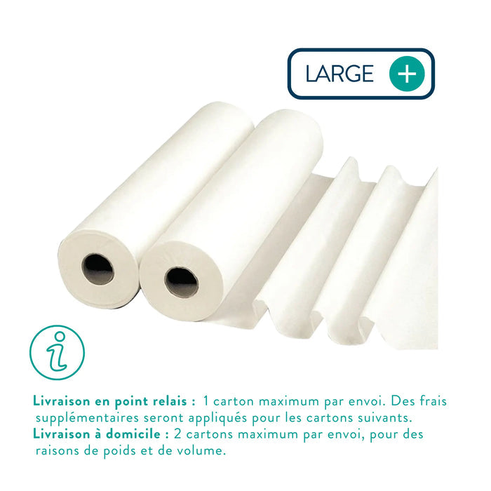 6 rolls Large white examination sheets - 135 sizes - 2 smooth folds My Podologie