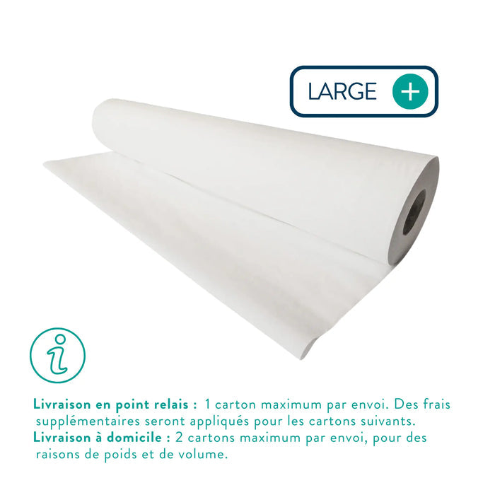 6 rolls Large white examination sheets - 142 sizes - 2 smooth folds My Podologie