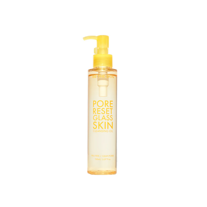BE THE SKIN Pore Reset Glass Skin Cleansing Oil purifies and revitalizes your skin with a blend of Glycerin, Sorbitol, Vitamin E, Sunflower Seed Oil, and Jojoba Seed Oil. This luxurious cleansing oil effectively removes makeup, impurities, and excess oil while nourishing and hydrating the skin. Perfect for achieving a clear and radiant glass skin look, it refines pores and leaves your skin feeling soft and smooth. Suitable for all skin types, this cleansing oil transforms your skincare routine i