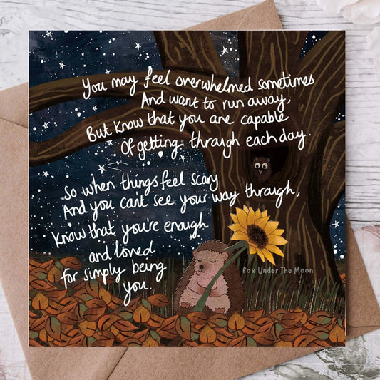 'Being You' - Greeting Card by Fox Under The Moon featuring encouraging artwork and supportive message.