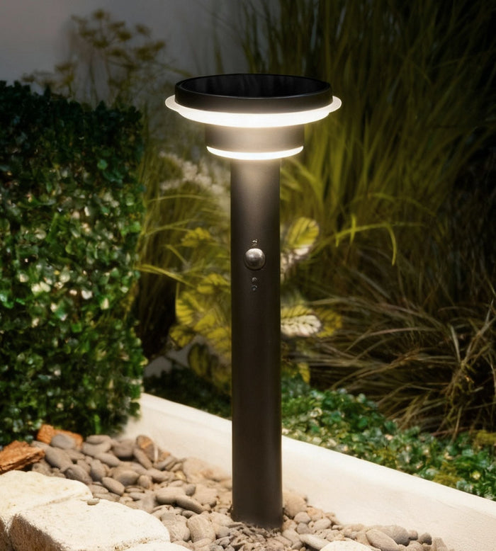 Borne Led solaire GENOVA - Détecteur de mouvements - 3 modes d'éclairage 100 à 1000 lumens - Lumihome