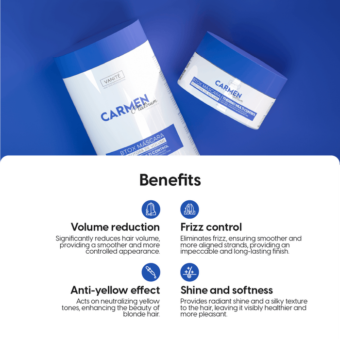 Btox Carmen Platinum | Volume Reduction and Hydration | For Blonde and Gray Hair | 300g - Make Beauty International