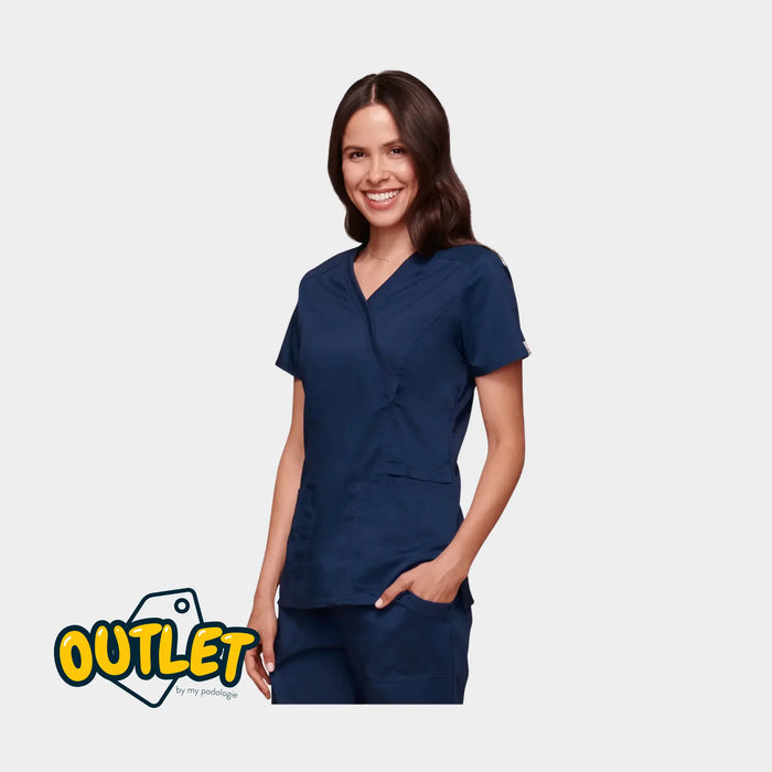 Cayenne Navy Blue - Size XS - Cherokee women's wrap tunic // End of series Cherokee Authentic Workwear