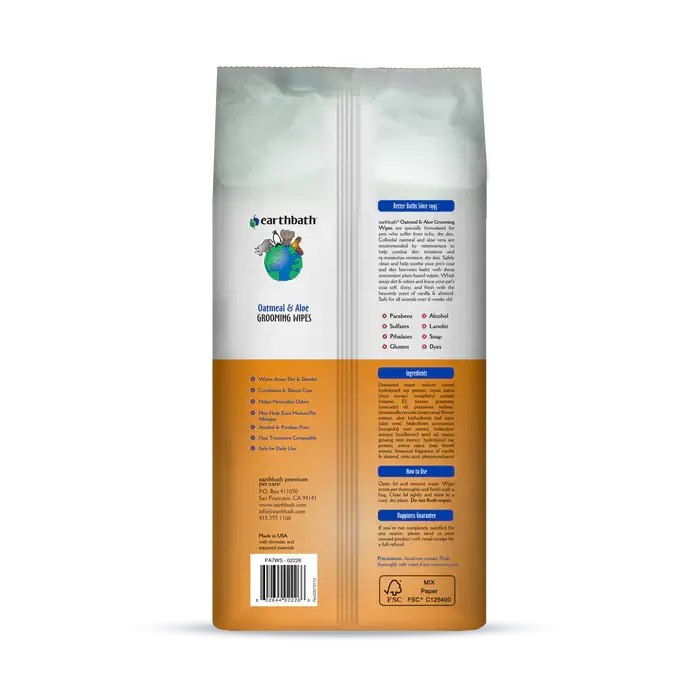 Dog Grooming Wipes - Oatmeal & Aloe - Vanilla & Almond