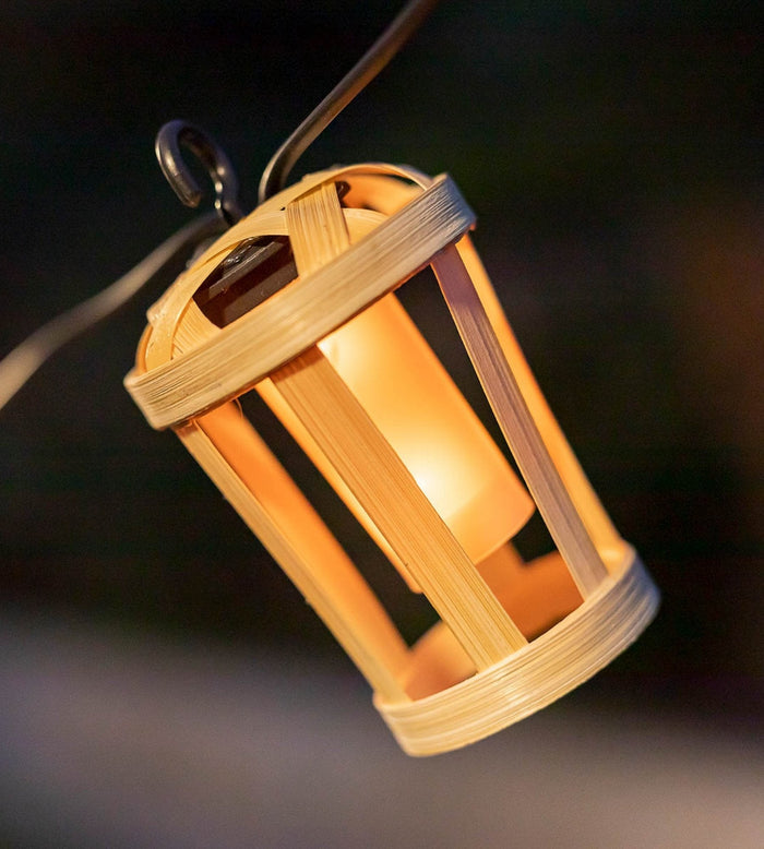 Guirlande solaire extérieur HIAMA - Effet flamme - Design nature en bois - 10 lampes - Lumihome