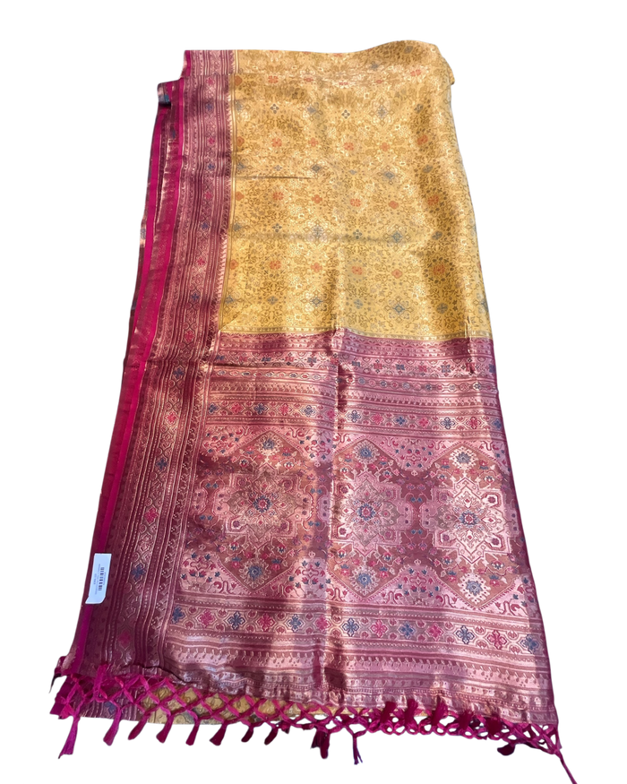 Haldi / Yellow - Rich Brocade Traditional Handloom Saree with Blouse Piece - UK stock - 24hr Dispatch - SP2627 TV