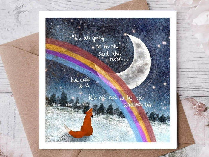It’s OK Encouragement Greeting Card by Fox Under The Moon featuring a rainbow design and comforting message.