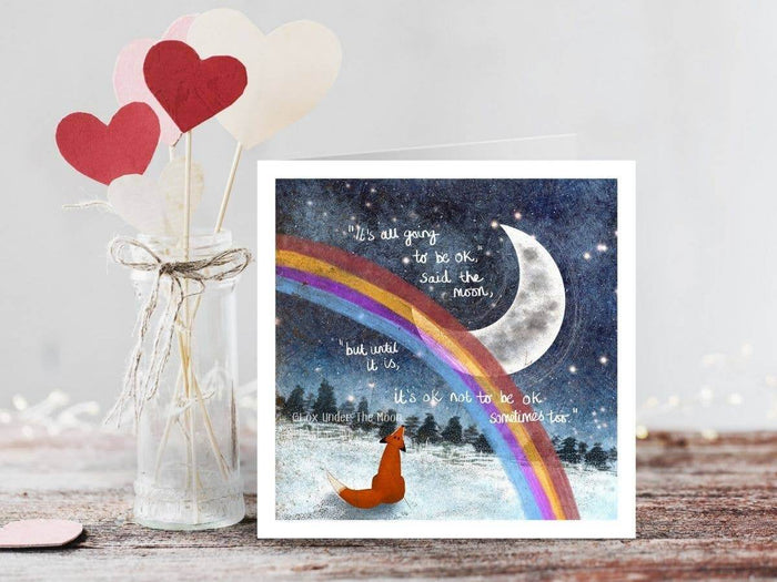 Greeting Card with a gentle rainbow design and comforting text by Fox Under The Moon.