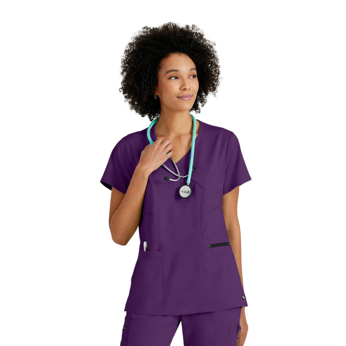 Kim - Crossover V-neck tunic - Women - Grey’s Anatomy Stretch Grey’s Anatomy  Raisin / XL