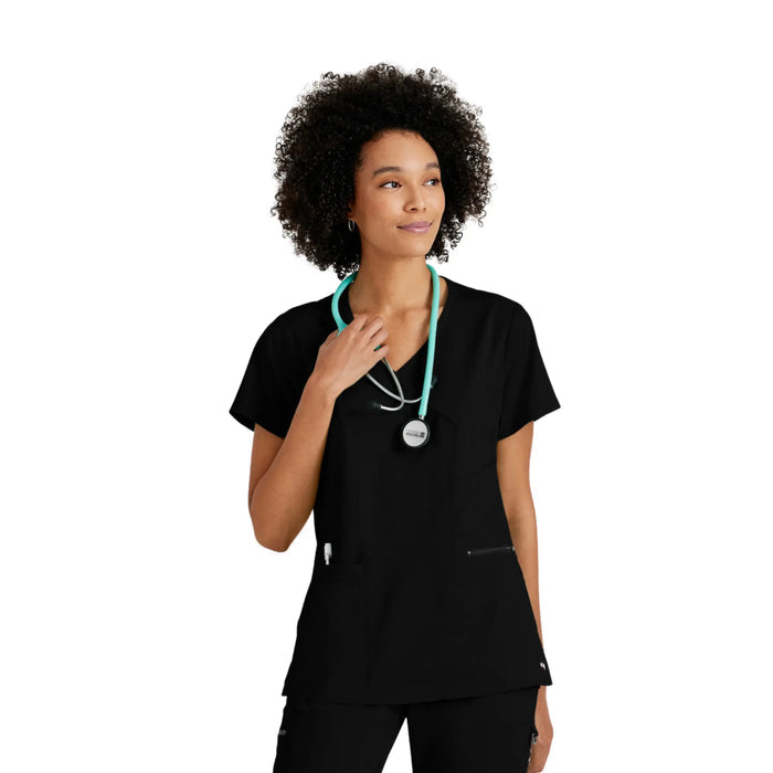 Kim - Crossover V-neck tunic - Women - Grey’s Anatomy Stretch Grey’s Anatomy  Black / XL