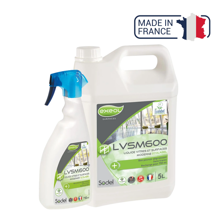 LVSM600 - Ecolabel glass surface degreaser cleaner - Sodel Exeol
