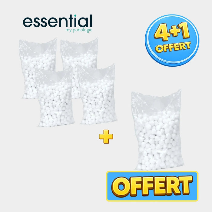 Pack 4+1 sachets de 700 boules de coton hydrophile - Essential by My Podologie Essential