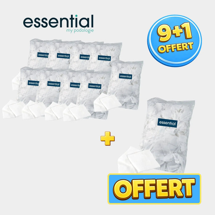 Pack 9+1 sachets de 500 ou 700 Carrés de coton hydrophile - 5 x 5 cm - Essential by My Podologie Essential