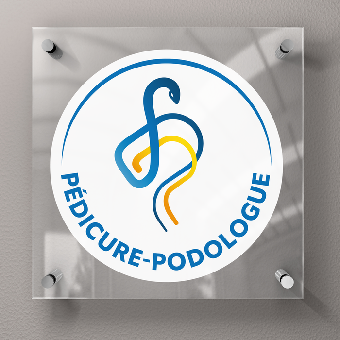 Pedicure-podiatrist plaque with official logo - Plexiglas 45x45cm - Without spacers My Podologie