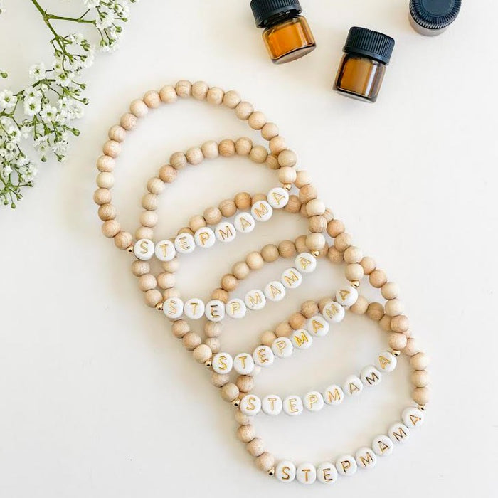 Press Pause "Stepmama" Natural Wood Aromatherapy Bracelets