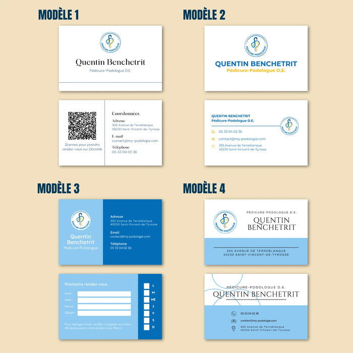 Business card templates for chiropodists