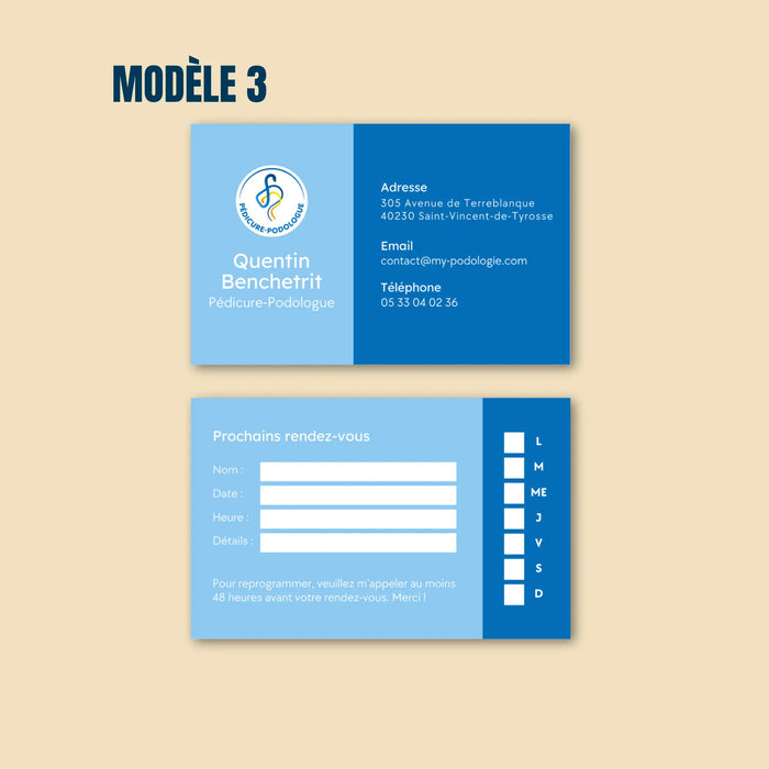 Printing & creation of My Podiatry business cards Model-3-500-cards