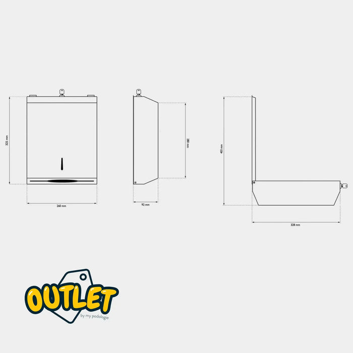 Wall dispenser - 400F Folded hand towels - Shiny stainless steel My Médical