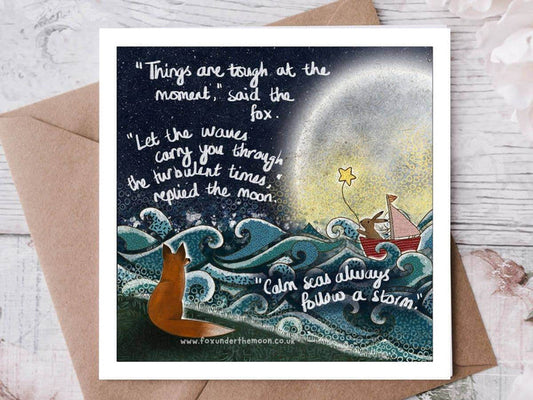 Waves Soothing & Encouragement Card by Fox Under The Moon with calming imagery and supportive quotes.