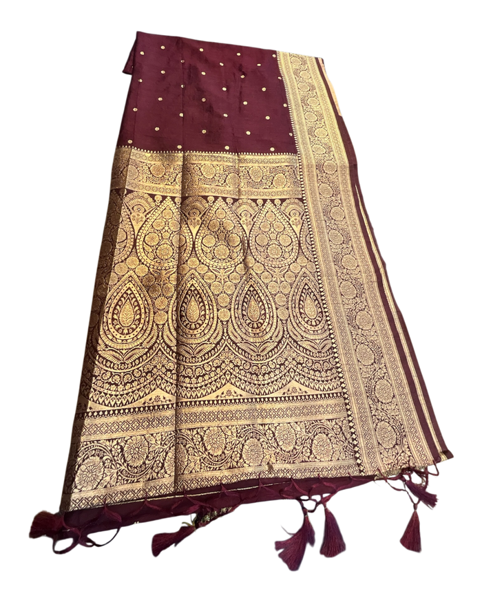 Wine - Traditional Handloom Saree with Blouse Piece - UK stock - 24hr Dispatch - SP2630 KP