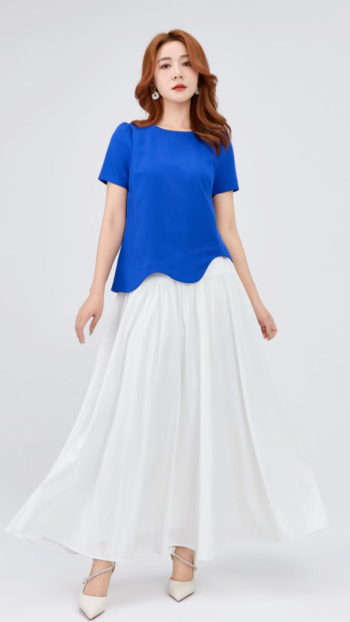 Ziri Scallop Hem Loose Top